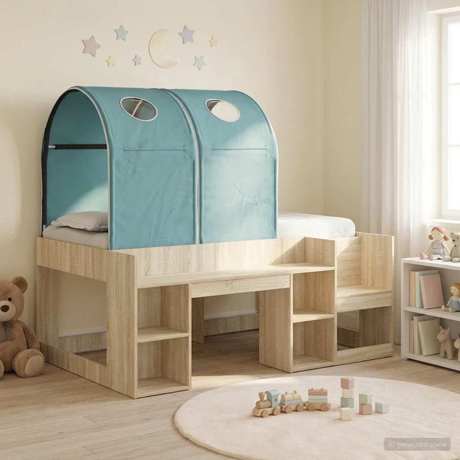 Bed met Tunnel 3 st Sonoma eiken en lichtblauw Bewerkt hout