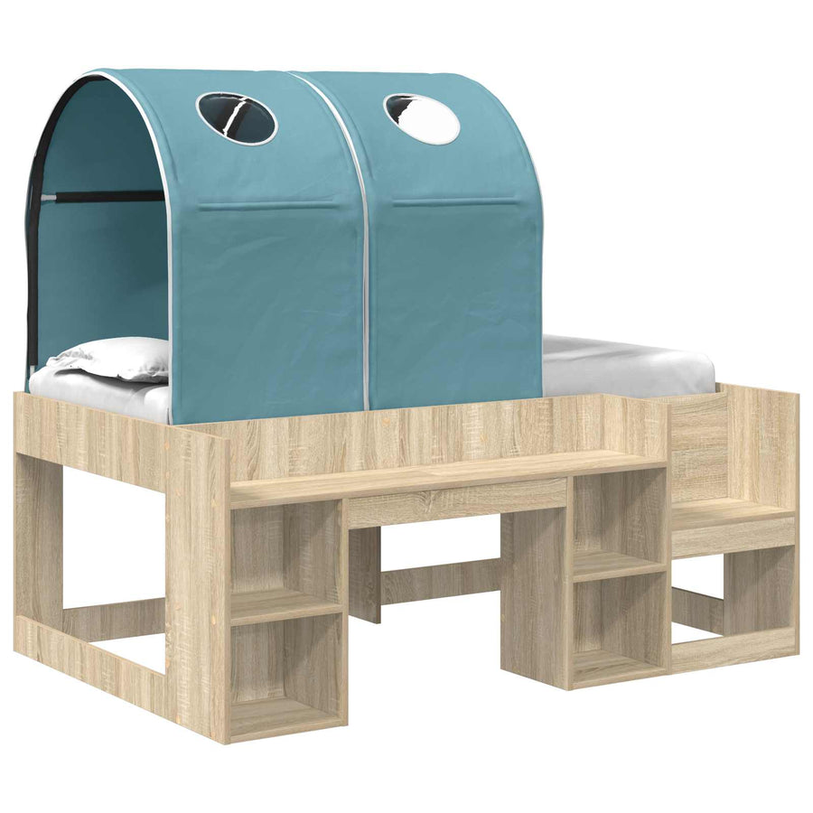 Bed met Tunnel 3 st Sonoma eiken en lichtblauw Bewerkt hout