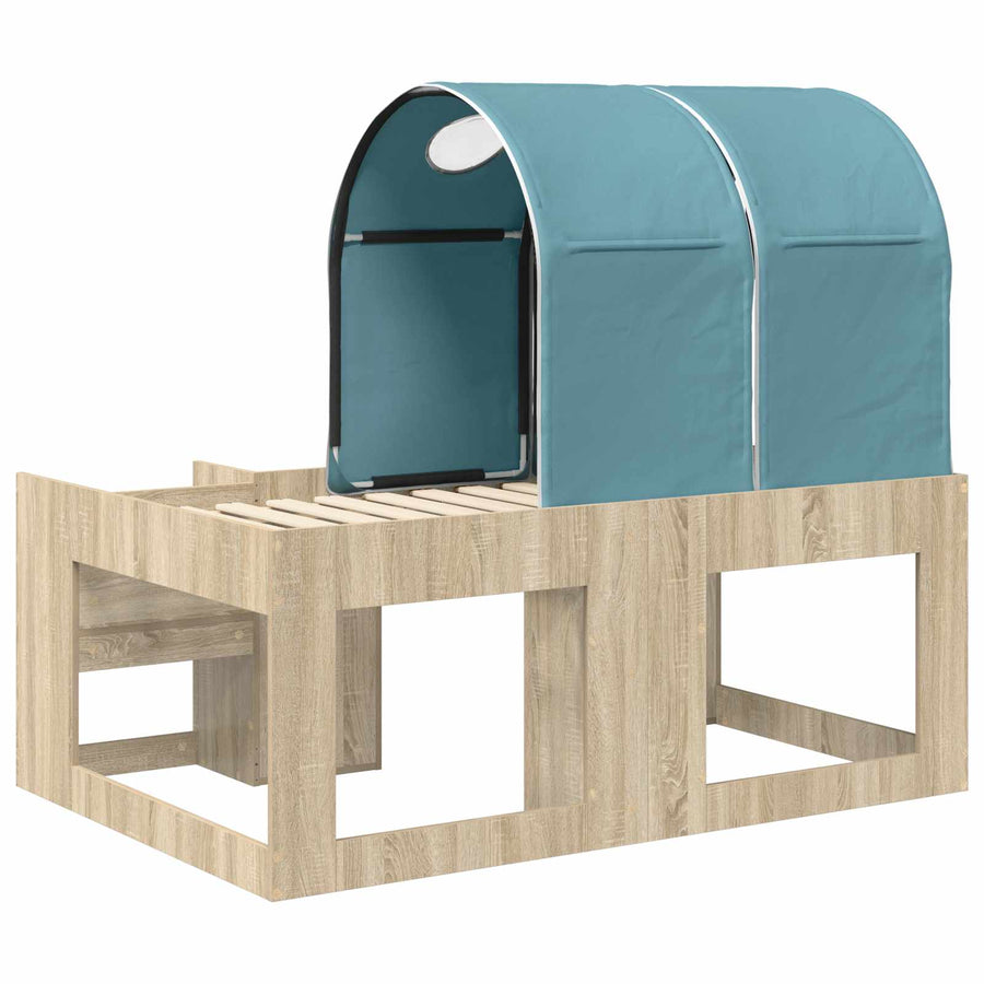 Bed met Tunnel 3 st Sonoma eiken en lichtblauw Bewerkt hout