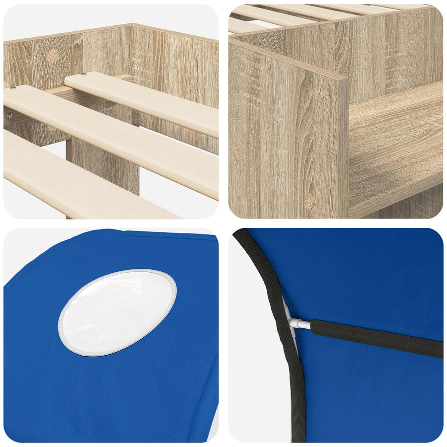 Bed met Tunnel 3 st Sonoma eiken en blauw Bewerkt hout