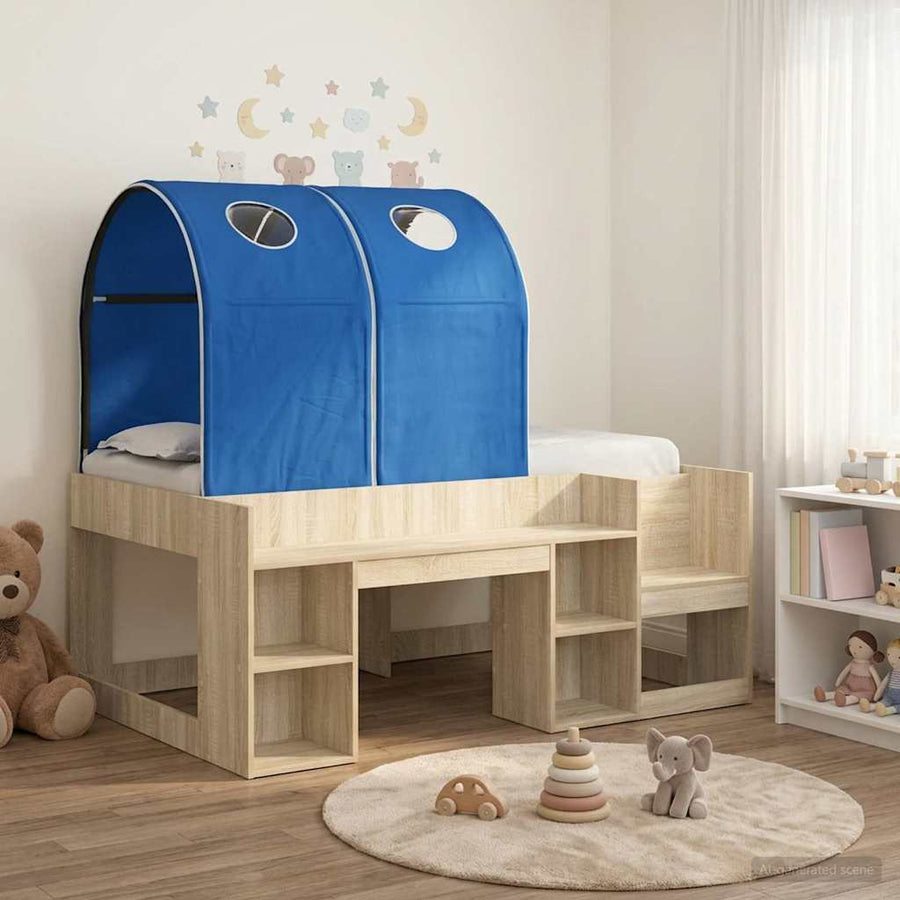 Bed met Tunnel 3 st Sonoma eiken en blauw Bewerkt hout