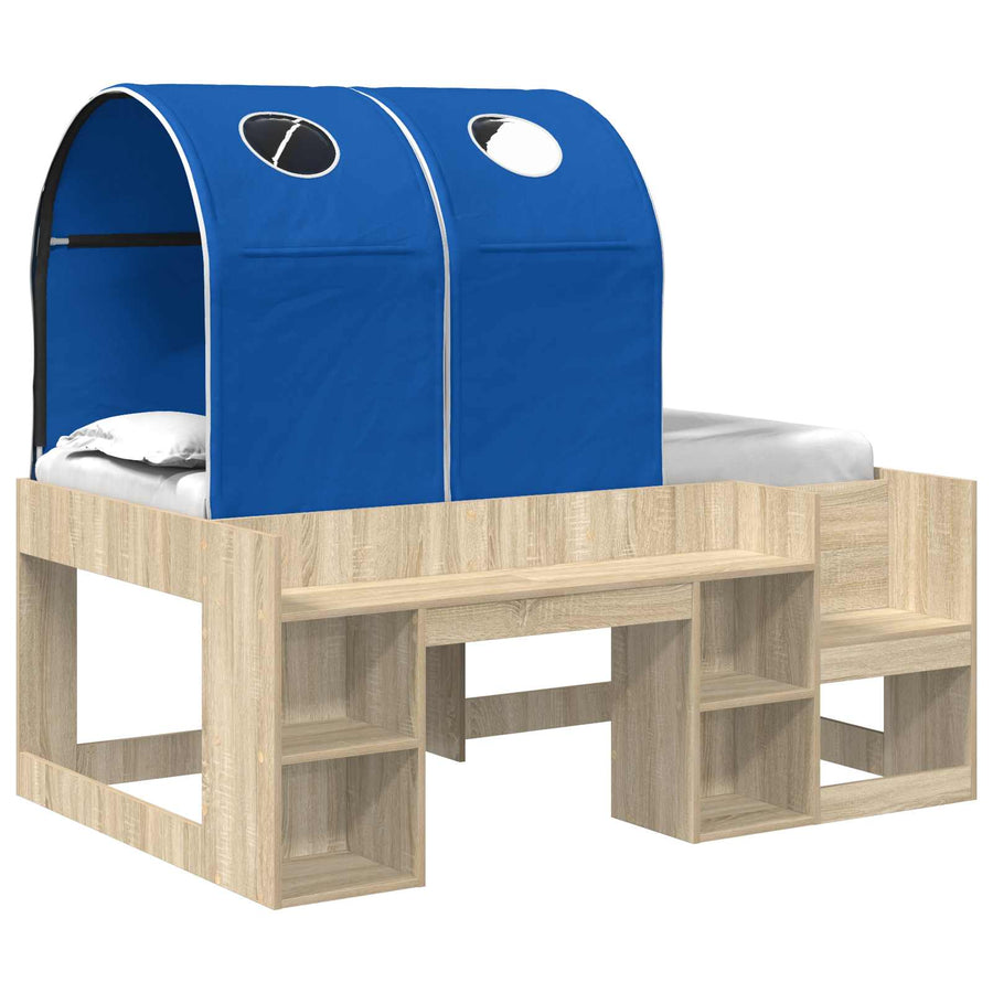 Bed met Tunnel 3 st Sonoma eiken en blauw Bewerkt hout