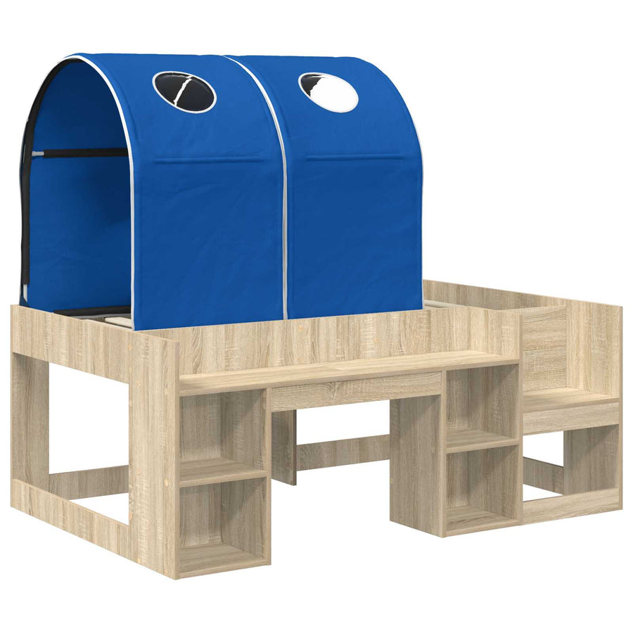 Bed met Tunnel 3 st Sonoma eiken en blauw Bewerkt hout