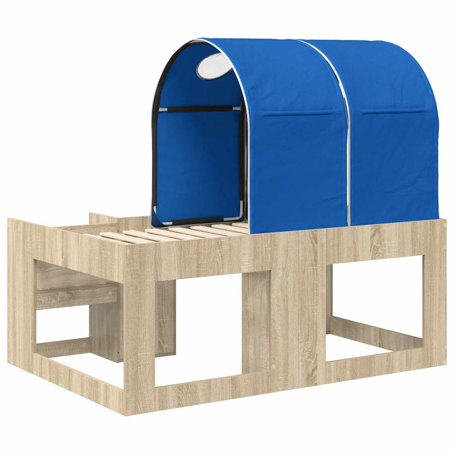 Bed met Tunnel 3 st Sonoma eiken en blauw Bewerkt hout