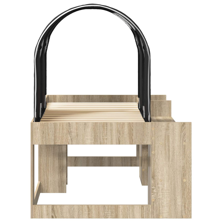 Bed met Tunnel 3 st Sonoma Eiken en Zwart Bewerkt hout