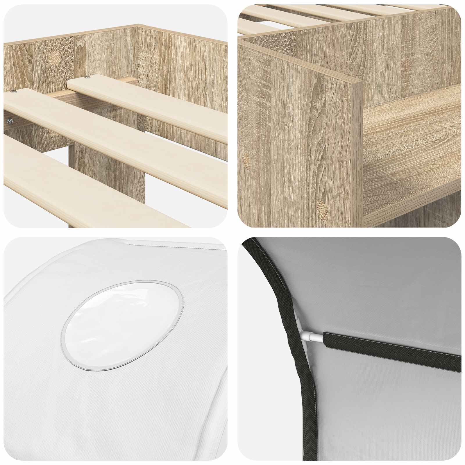 Bed met Tunnel met plank 3 st Sonoma eiken en wit Bewerkt hout
