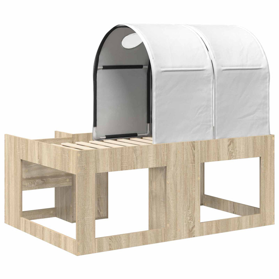 Bed met Tunnel met plank 3 st Sonoma eiken en wit Bewerkt hout
