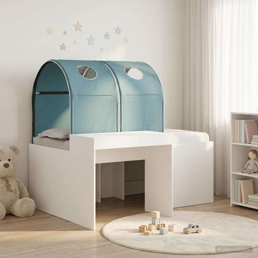 Bed met Tunnel 4 pcs Artisian Eik en Lichtblauw Bewerkt hout