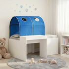 Bed met tunnel Artisian eik blauw bewerkt hout 163x123,5x75 cm