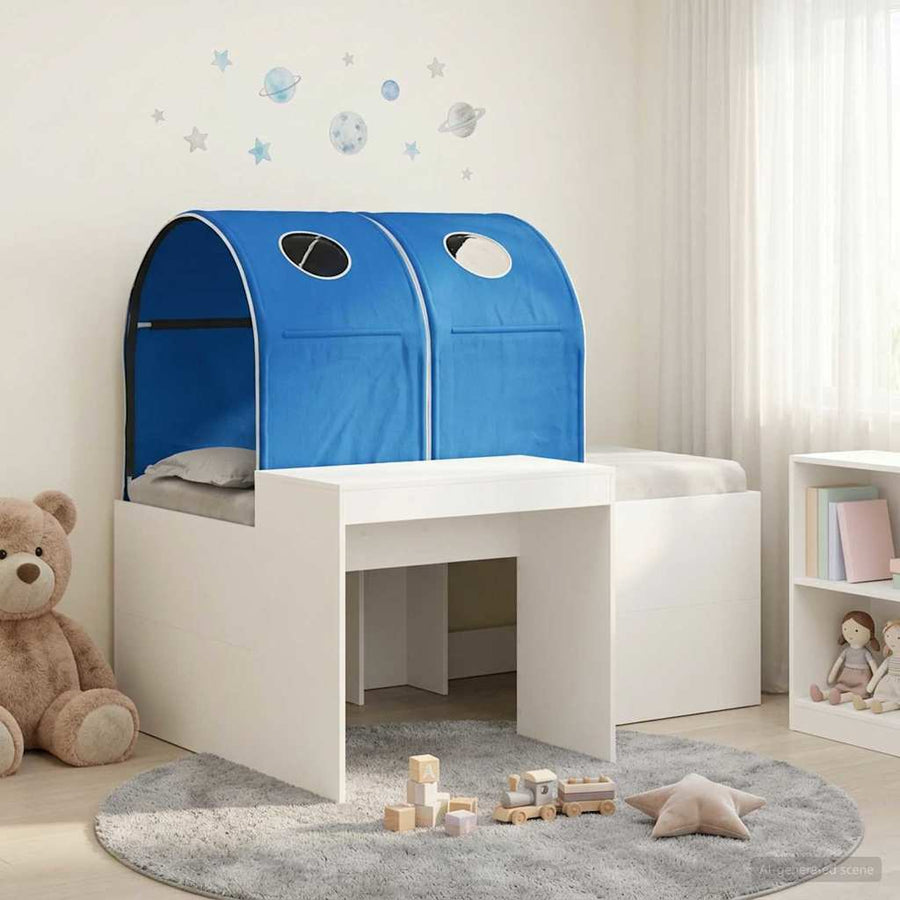 Bed met Tunnel 4 pcs Artisian Eik en Blauw Bewerkt hout