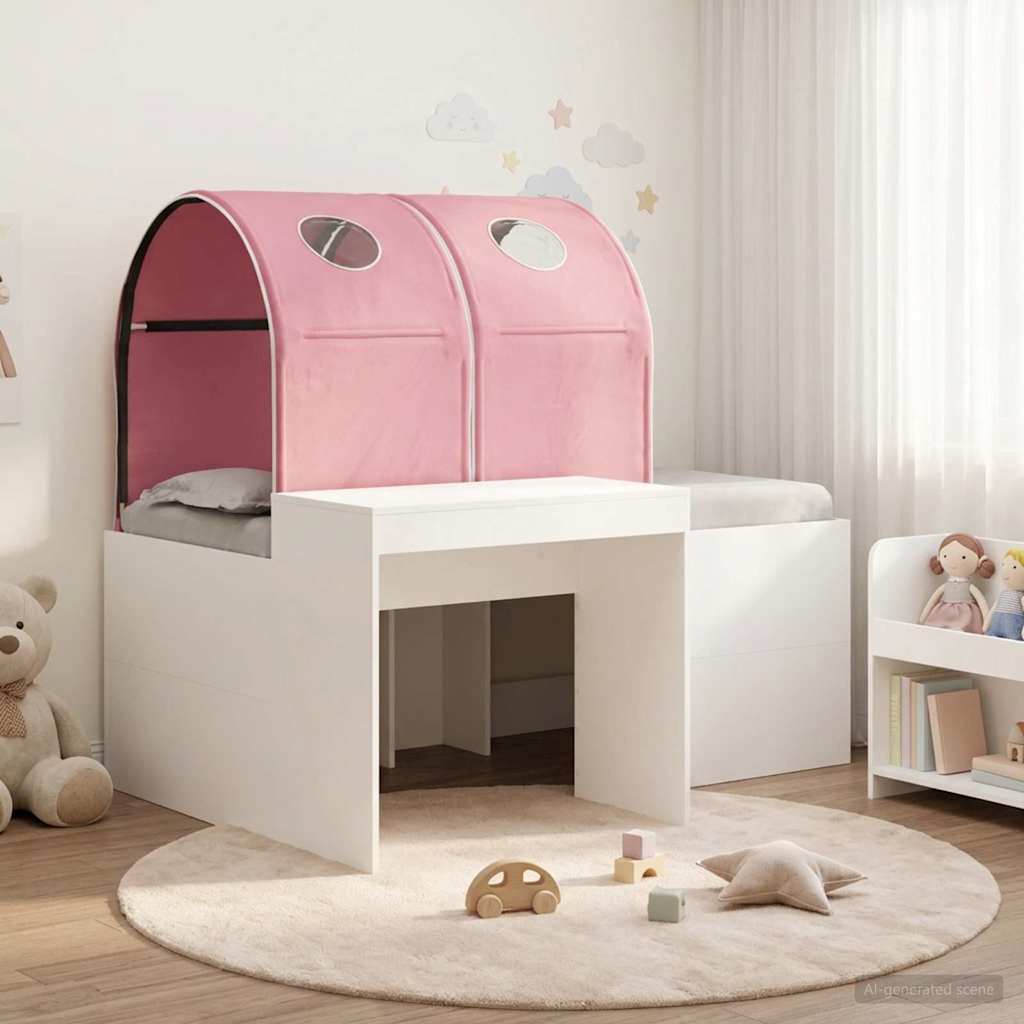 Bed met Tunnel 4 pcs Artisian Eik en Roze Bewerkt hout