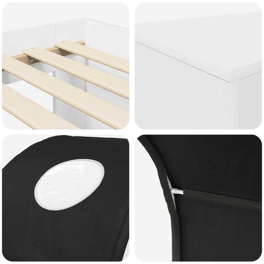 Bed met Tunnel 4 pcs Artisian Eik en Zwart Bewerkt hout