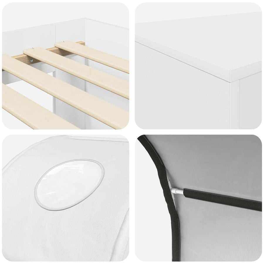 Bed met Tunnel 4 pcs Artisian Eik en Wit Bewerkt hout
