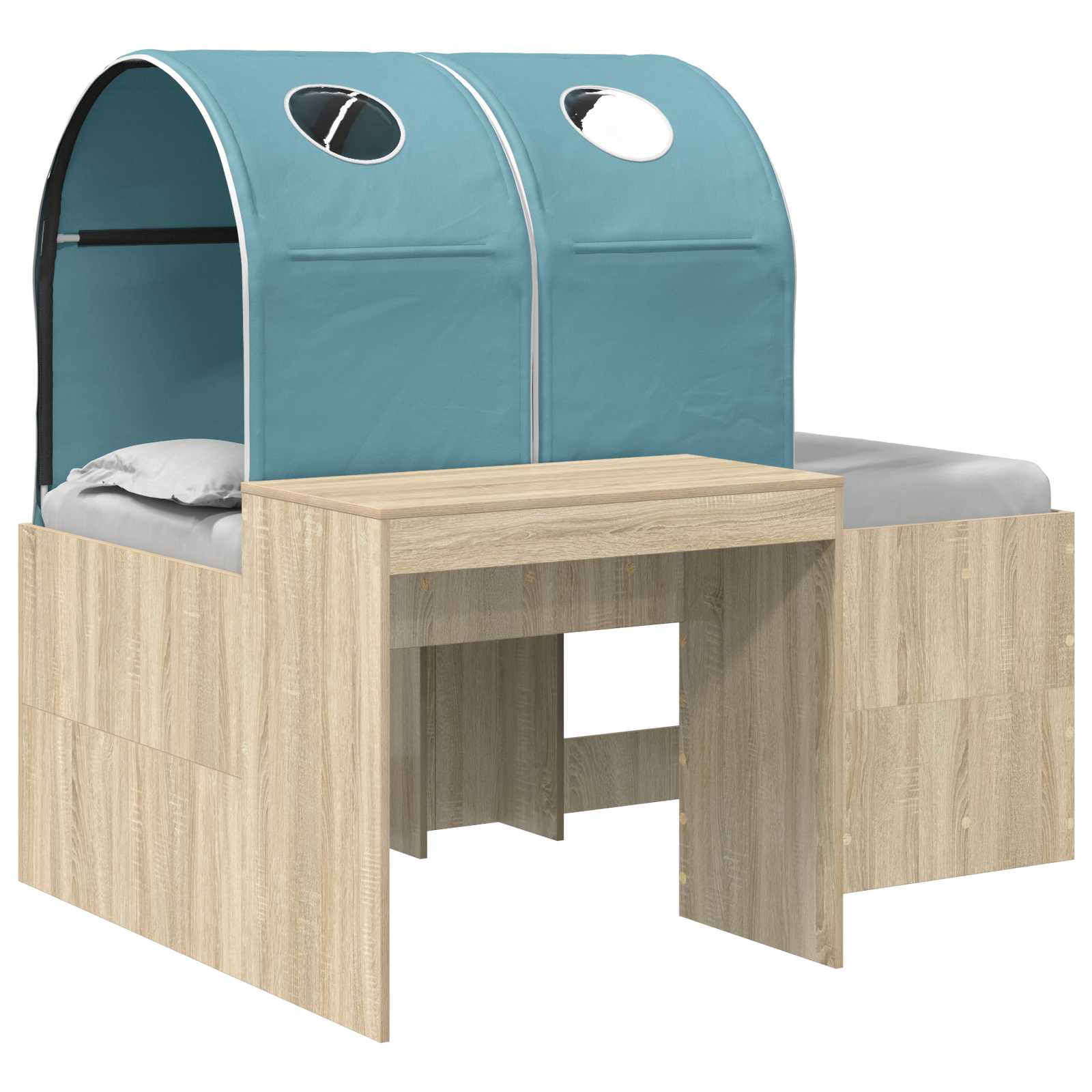 Bed met Tunnel 3 st Artisian Eik en Lichtblauw Bewerkt hout