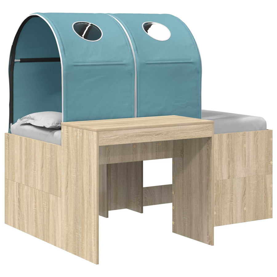 Bed met Tunnel 3 st Artisian Eik en Lichtblauw Bewerkt hout