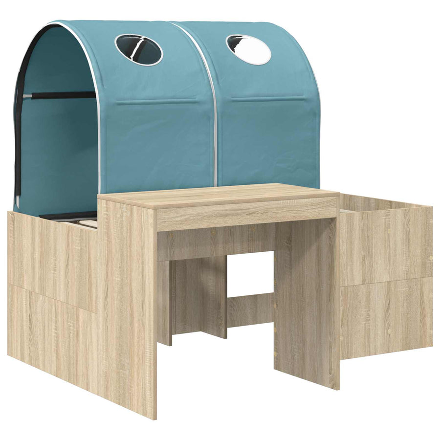 Bed met Tunnel 3 st Artisian Eik en Lichtblauw Bewerkt hout