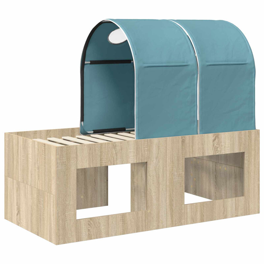 Bed met Tunnel 3 st Artisian Eik en Lichtblauw Bewerkt hout