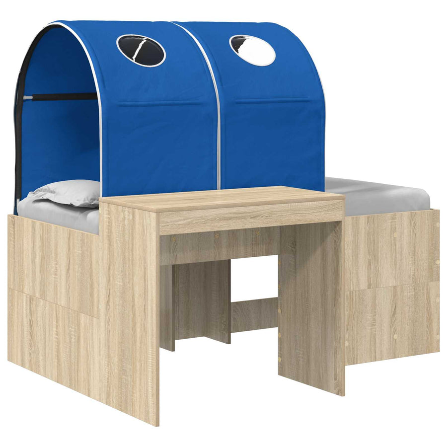 Bed met Tunnel 3 st Artisian Eik en Blauw Bewerkt hout
