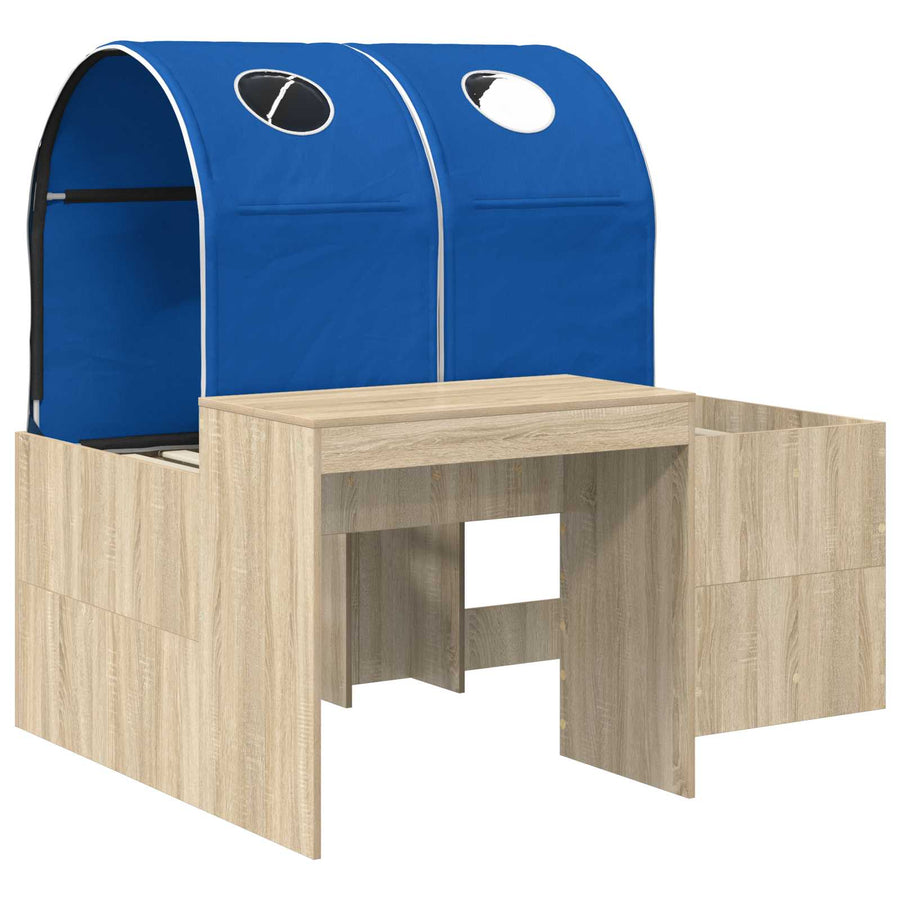 Bed met Tunnel 3 st Artisian Eik en Blauw Bewerkt hout