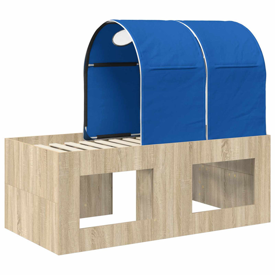 Bed met Tunnel 3 st Artisian Eik en Blauw Bewerkt hout