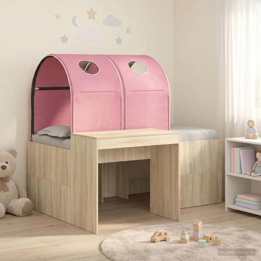 Bed met Tunnel 3 st Artisian Eik en Roze Bewerkt hout