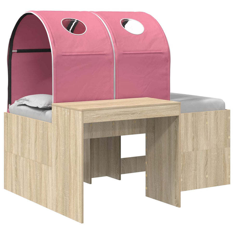 Bed met Tunnel 3 st Artisian Eik en Roze Bewerkt hout