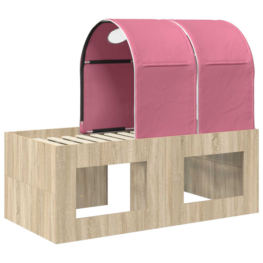 Bed met Tunnel 3 st Artisian Eik en Roze Bewerkt hout