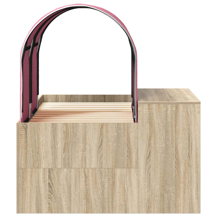Bed met Tunnel 3 st Artisian Eik en Roze Bewerkt hout