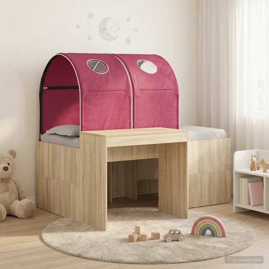 Bed met Tunnel 3 st Artisian Eik en Rood Bewerkt hout