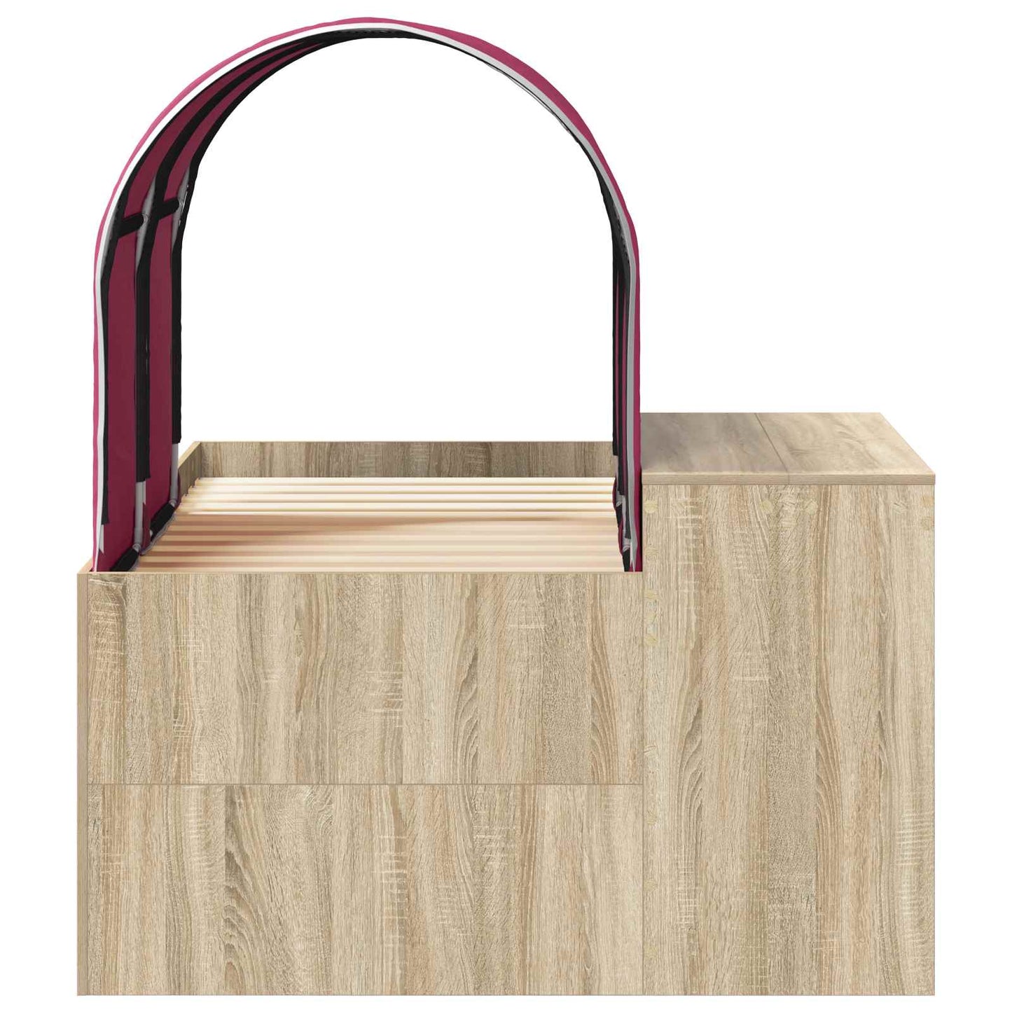 Bed met Tunnel 3 st Artisian Eik en Rood Bewerkt hout