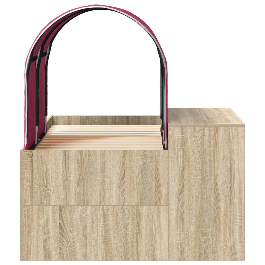 Bed met Tunnel 3 st Artisian Eik en Rood Bewerkt hout