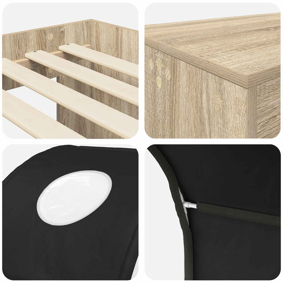 Bed met Tunnel 3 st Artisian Eik en Zwart Bewerkt hout