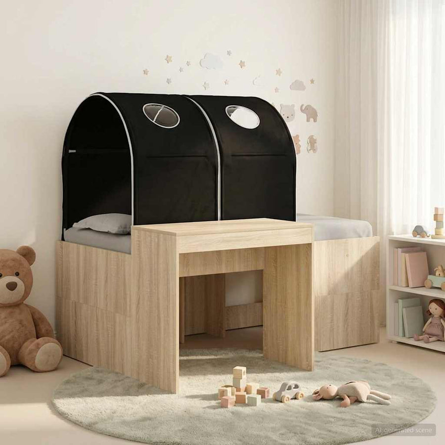 Bed met Tunnel 3 st Artisian Eik en Zwart Bewerkt hout
