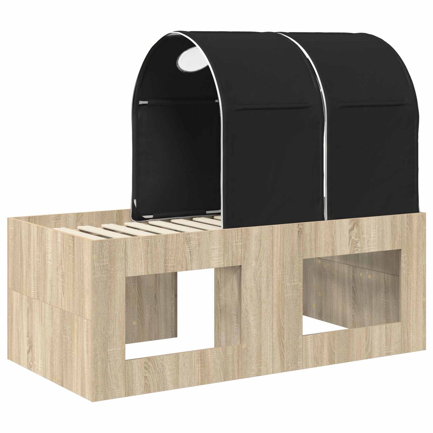 Bed met Tunnel 3 st Artisian Eik en Zwart Bewerkt hout