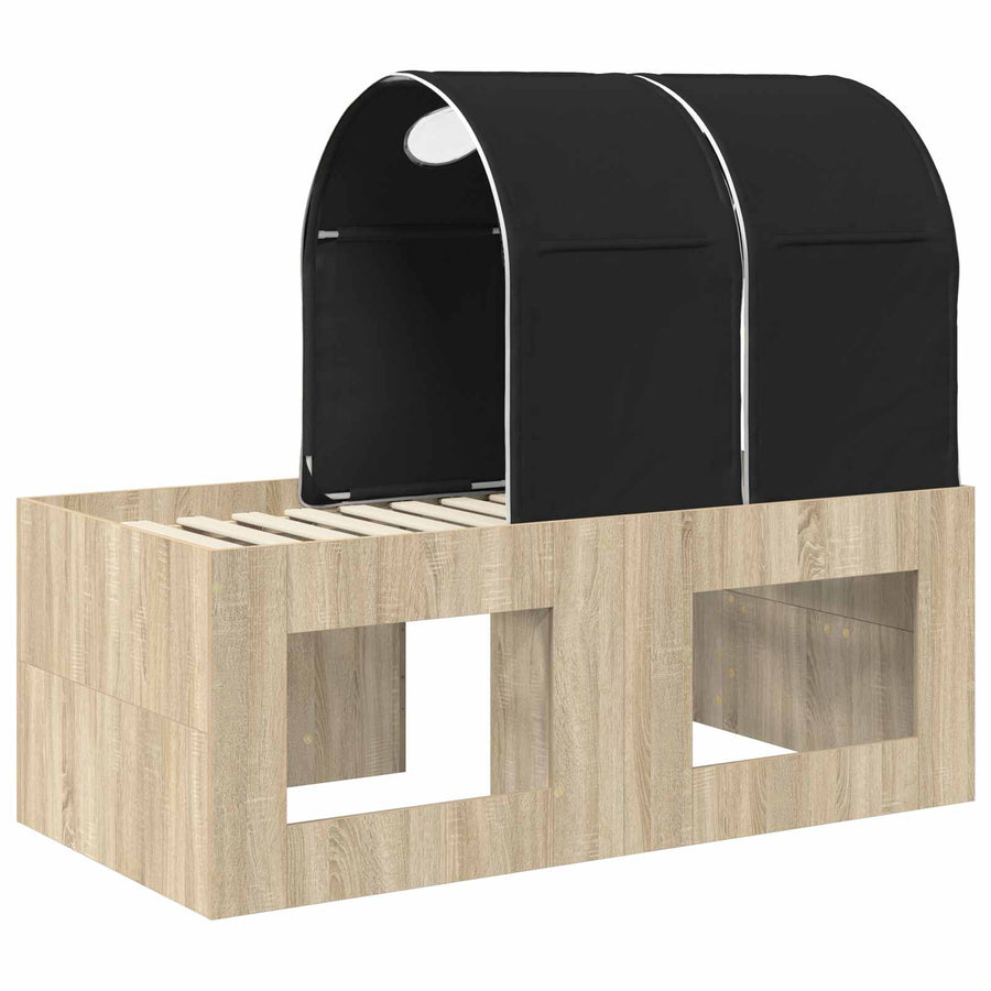 Bed met Tunnel 3 st Artisian Eik en Zwart Bewerkt hout