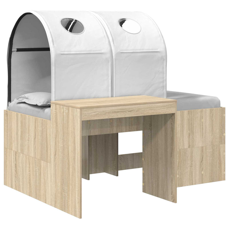 Bed met Tunnel 3 st Artisian Eik en Wit Bewerkt hout