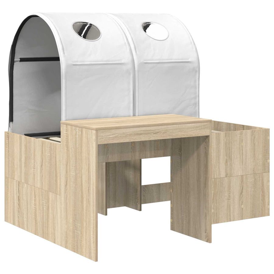Bed met Tunnel 3 st Artisian Eik en Wit Bewerkt hout