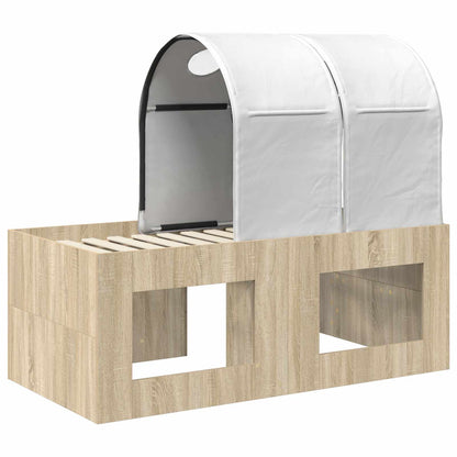 Bed met Tunnel 3 st Artisian Eik en Wit Bewerkt hout