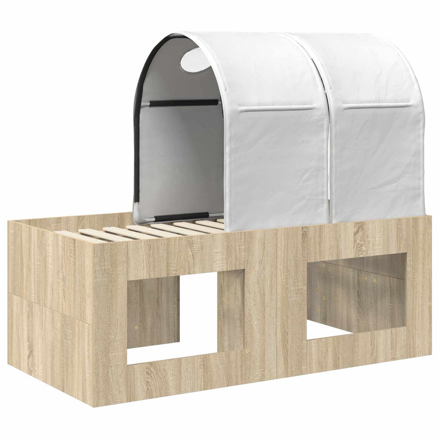 Bed met Tunnel 3 st Artisian Eik en Wit Bewerkt hout