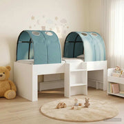 Bedframe wit lichtblauw bewerkt hout