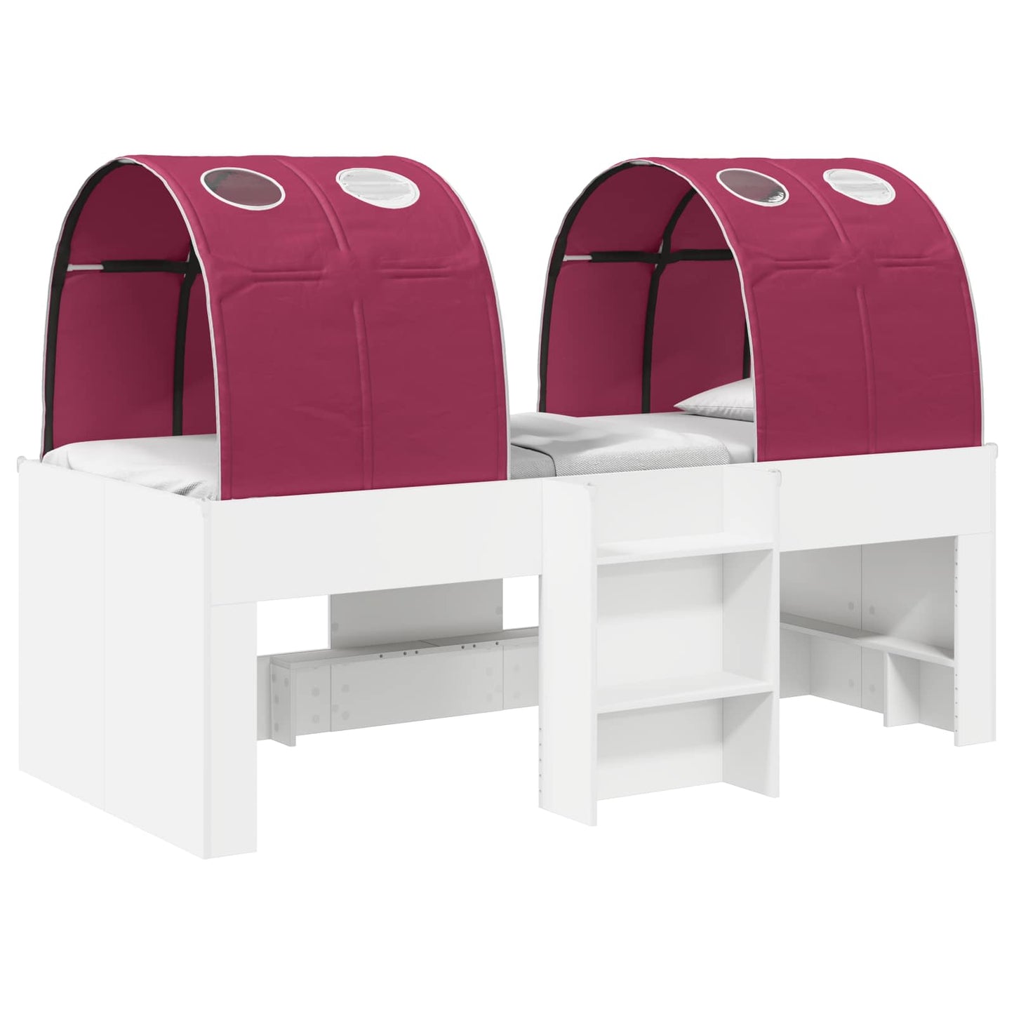 Bed met Tunnel 4 pcs Wit en Rood Bewerkt hout