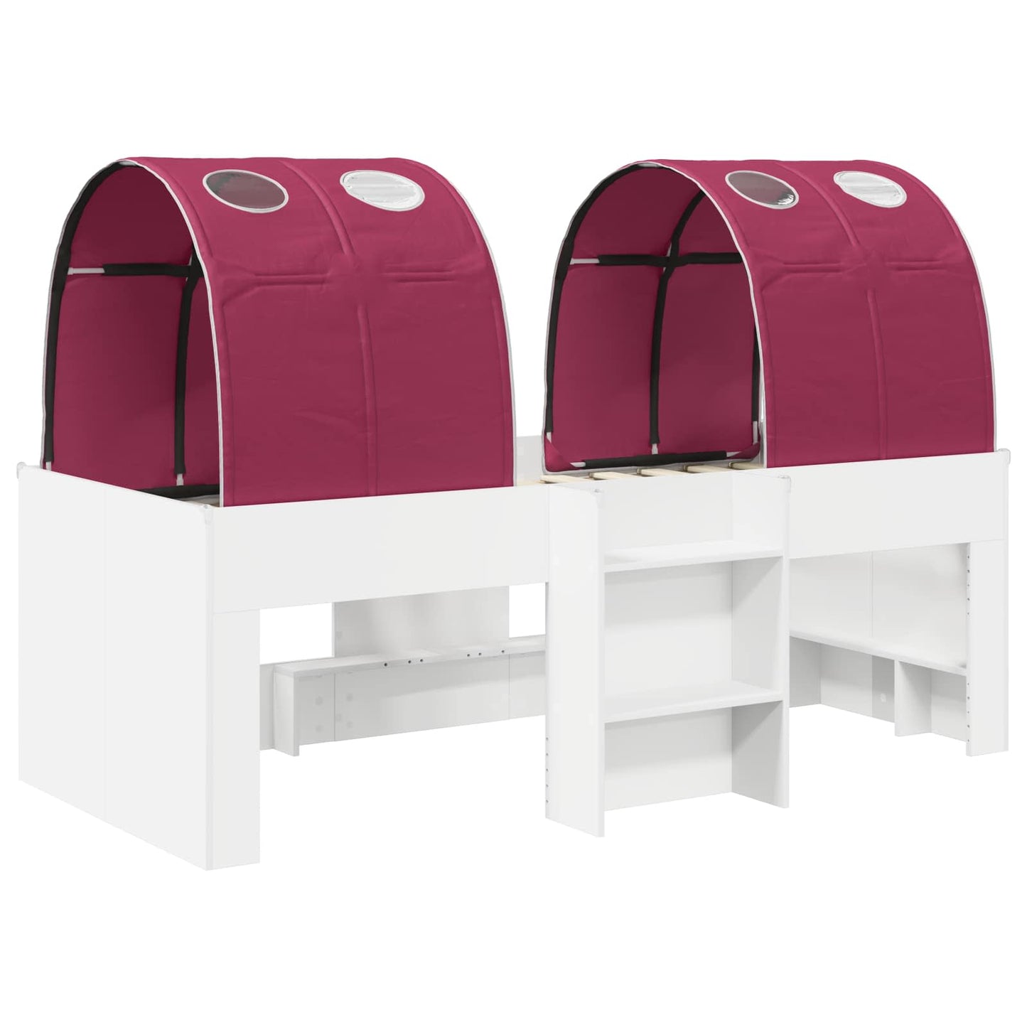 Bed met Tunnel 4 pcs Wit en Rood Bewerkt hout