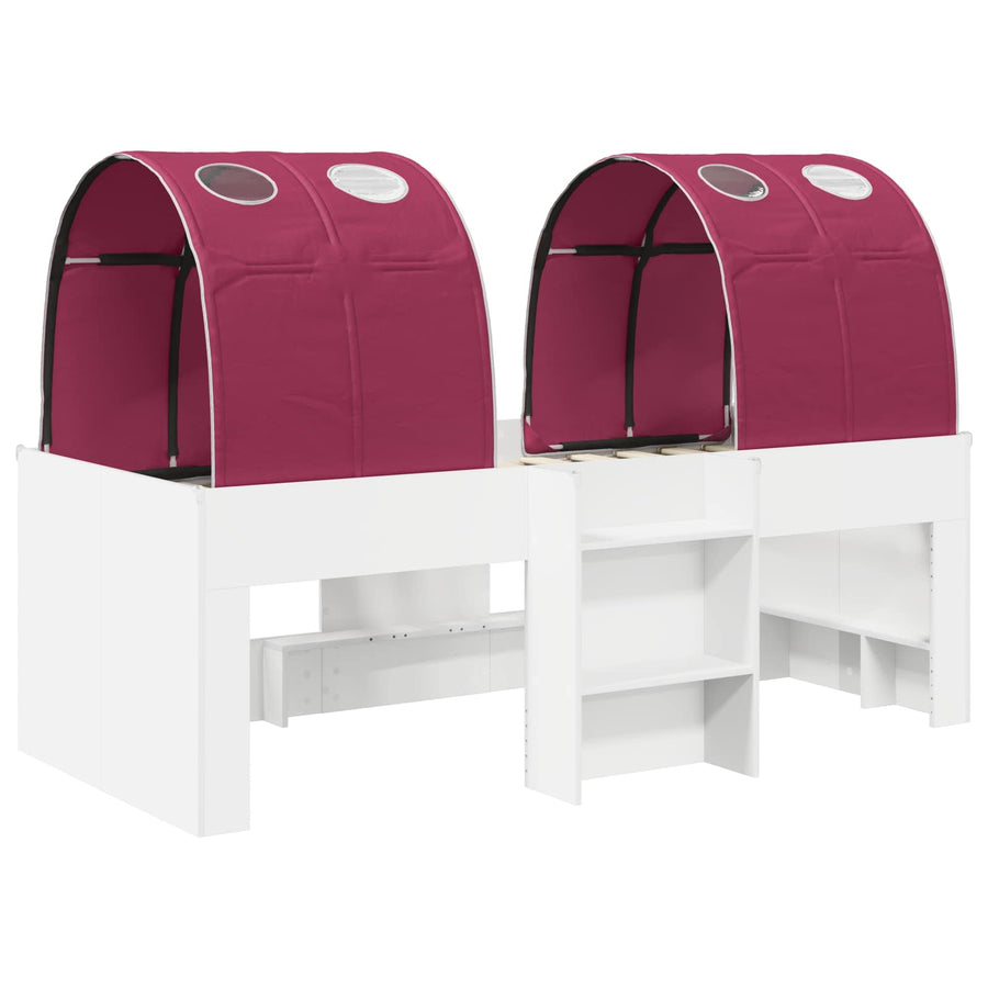 Bed met Tunnel 4 pcs Wit en Rood Bewerkt hout