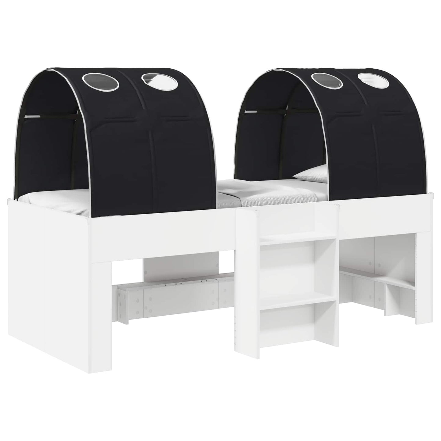 Bed met Tunnel 4 pcs Wit en zwart Bewerkt hout