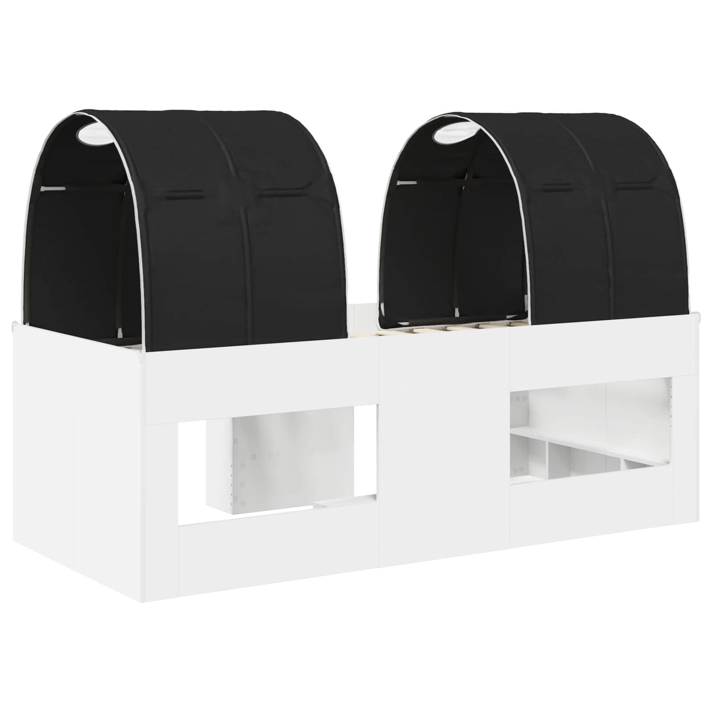Bed met Tunnel 4 pcs Wit en zwart Bewerkt hout