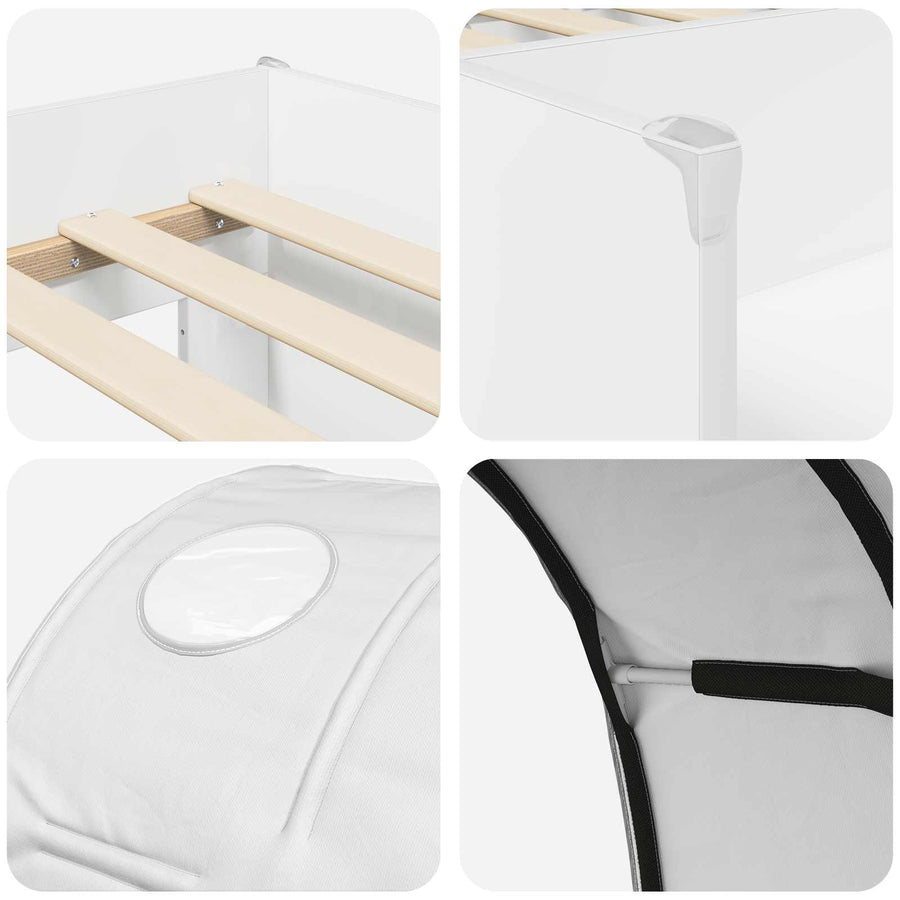 Bed met Tunnel 4 pcs Wit Bewerkt hout