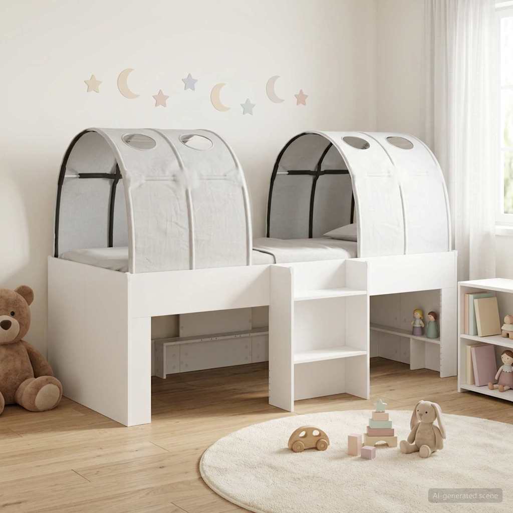 Bed met Tunnel 4 pcs Wit Bewerkt hout