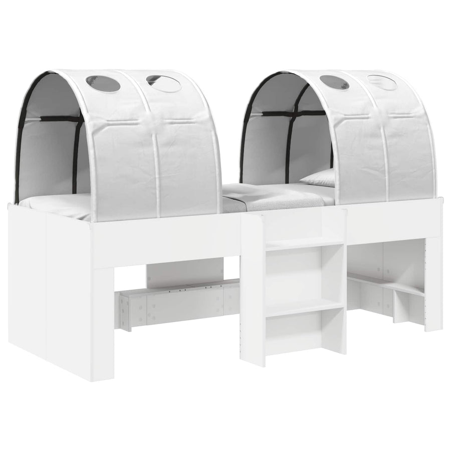 Bed met Tunnel 4 pcs Wit Bewerkt hout