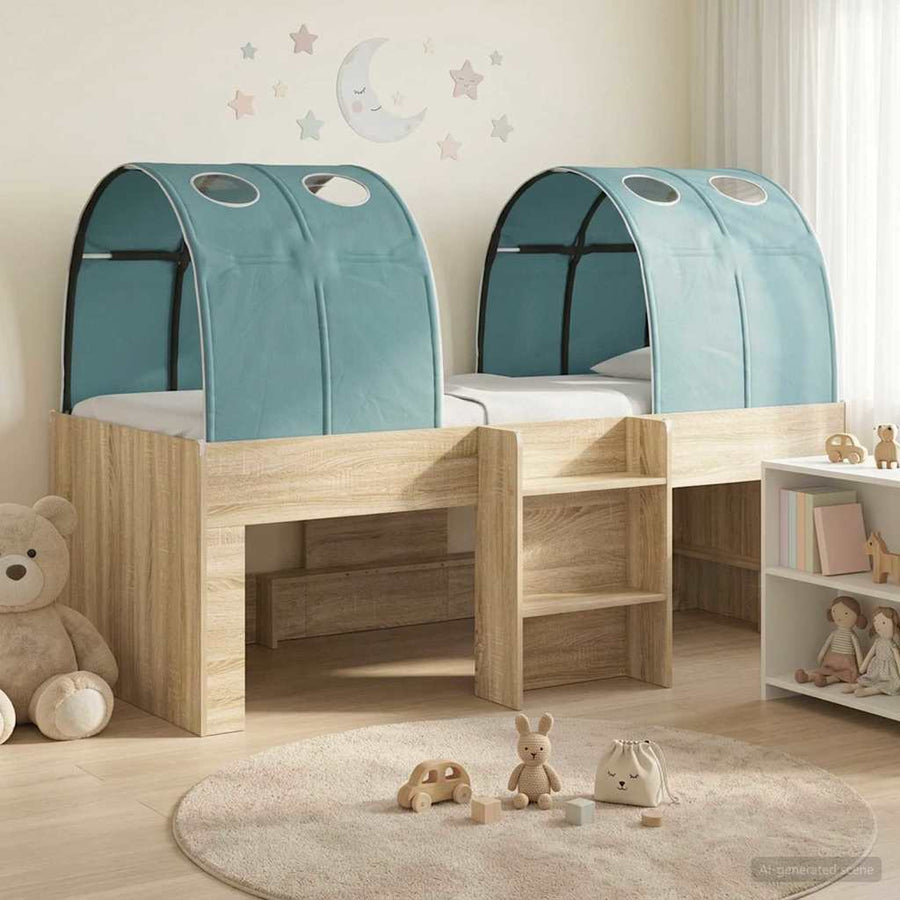 Bed met Tunnel 3 st Sonoma eiken en lichtblauw Bewerkt hout