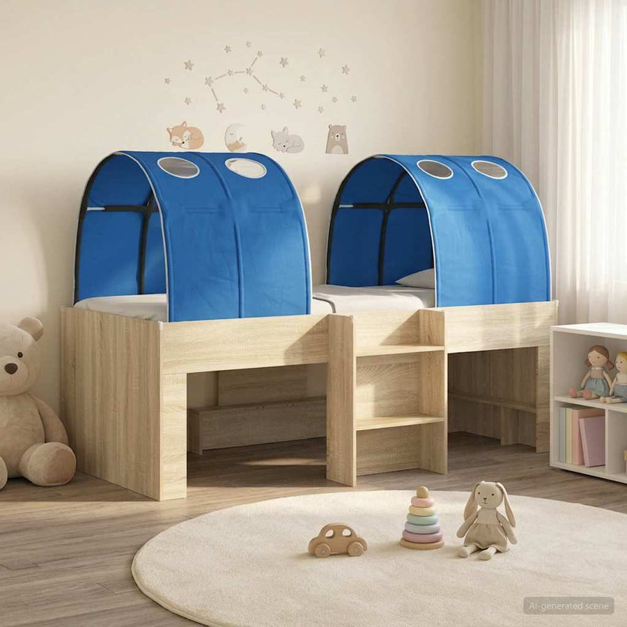 Bed met Tunnel 4 pcs Sonoma eiken en blauw Bewerkt hout
